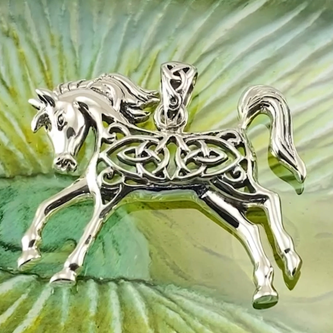 Celtic Running Horse Sterling Silver Pendant TPD5738