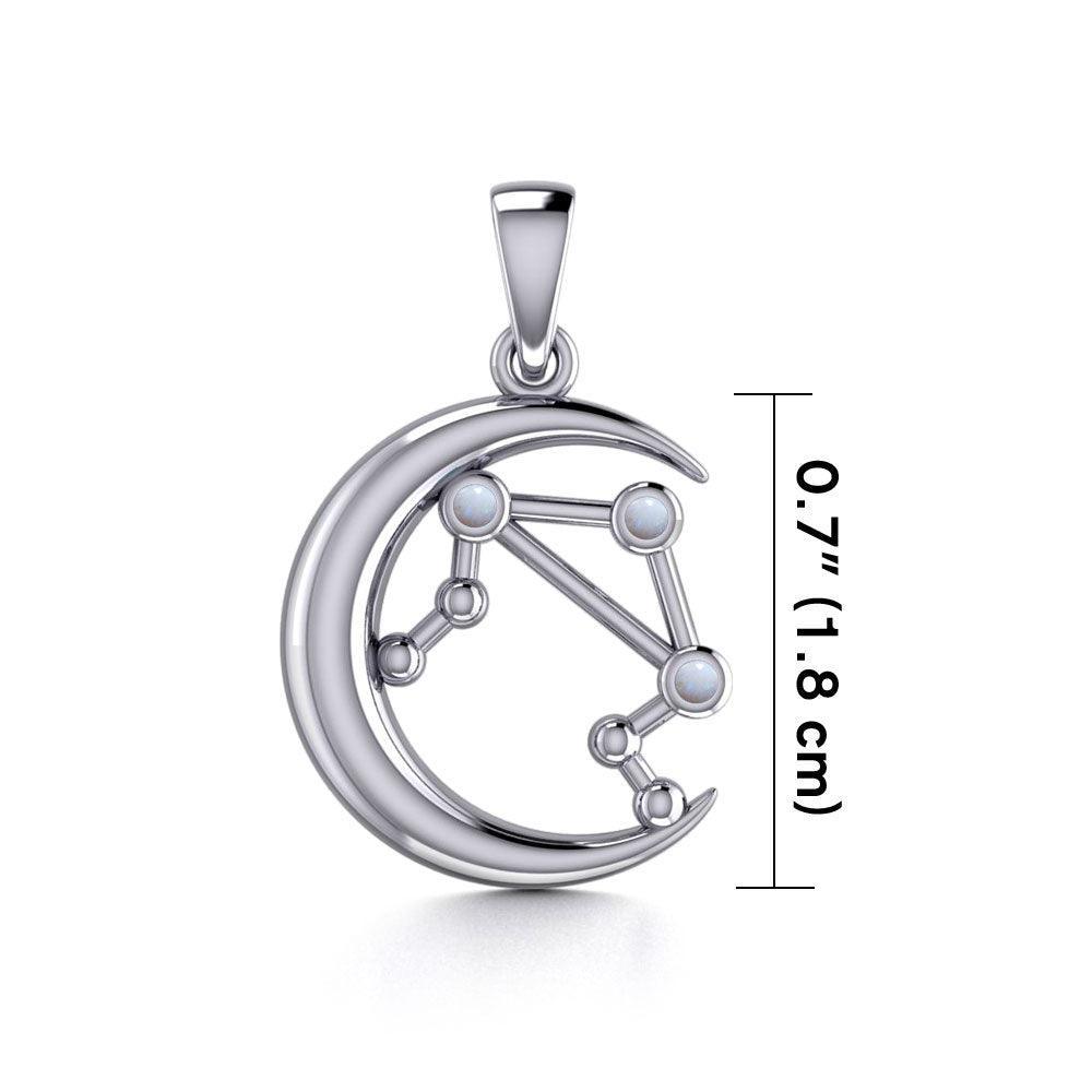 Crescent Moon and Libra Astrology Constellation Silver Pendant TPD5772