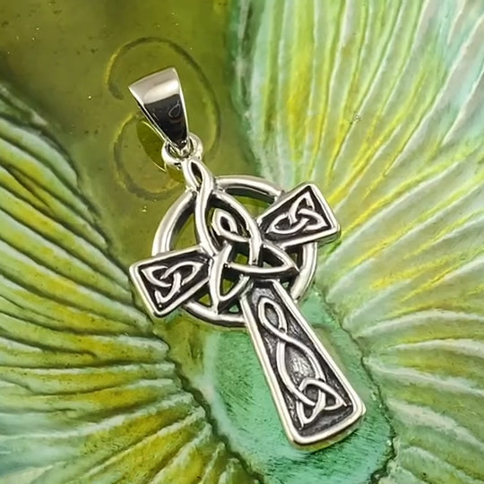 Celtic Cross with Trinity Knot Sterling Silver Pendant TPD5809