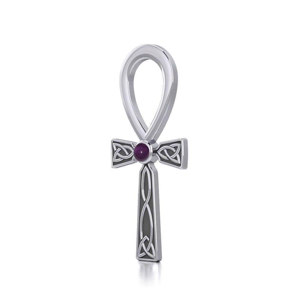 Celtic Ankh Silver Pendant with Gem TPD5812