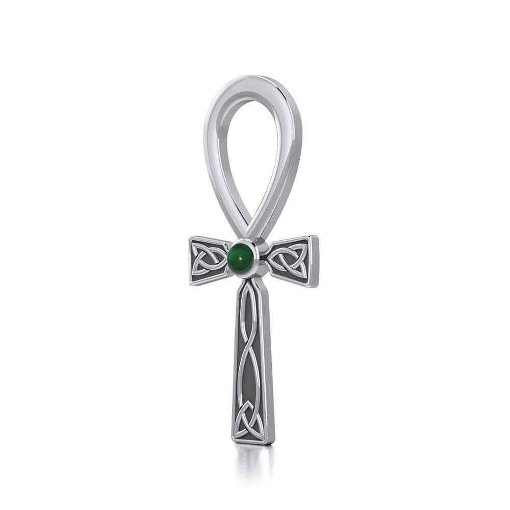 Celtic Ankh Silver Pendant with Gem TPD5812