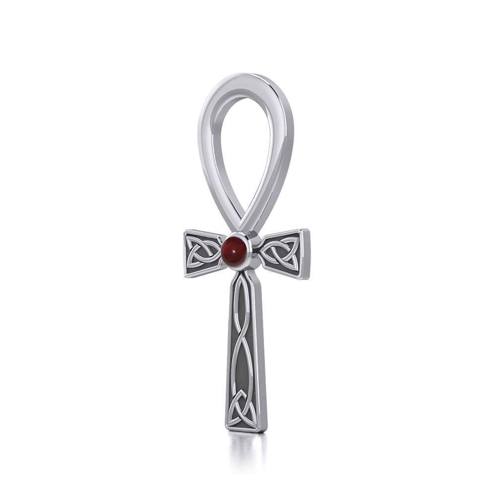 Celtic Ankh Silver Pendant with Gem TPD5812
