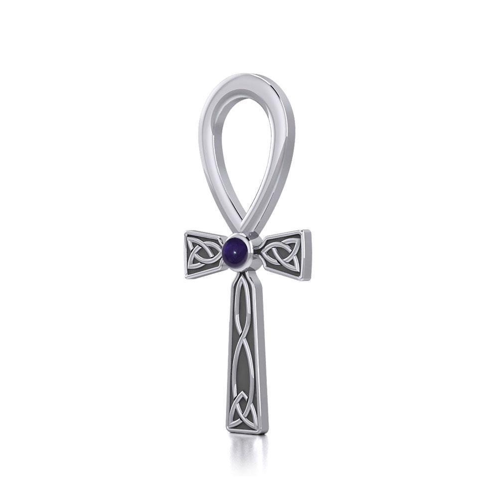 Celtic Ankh Silver Pendant with Gem TPD5812