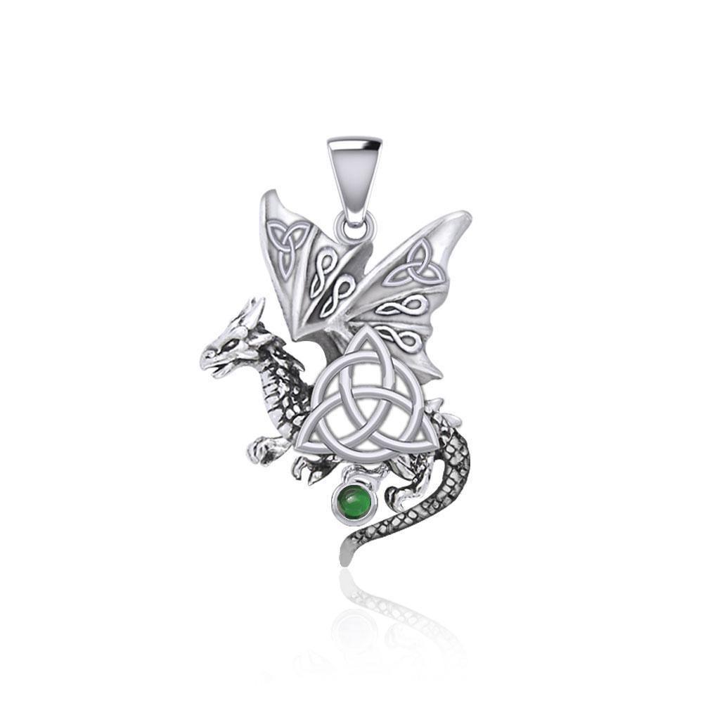 Dragon with Triquetra Silver Pendant TPD5821