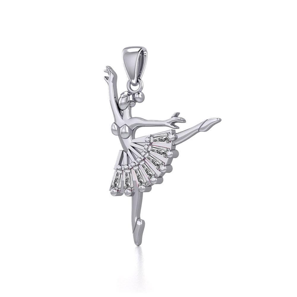 Ballet Pose Silver Pendant with Gem TPD5831