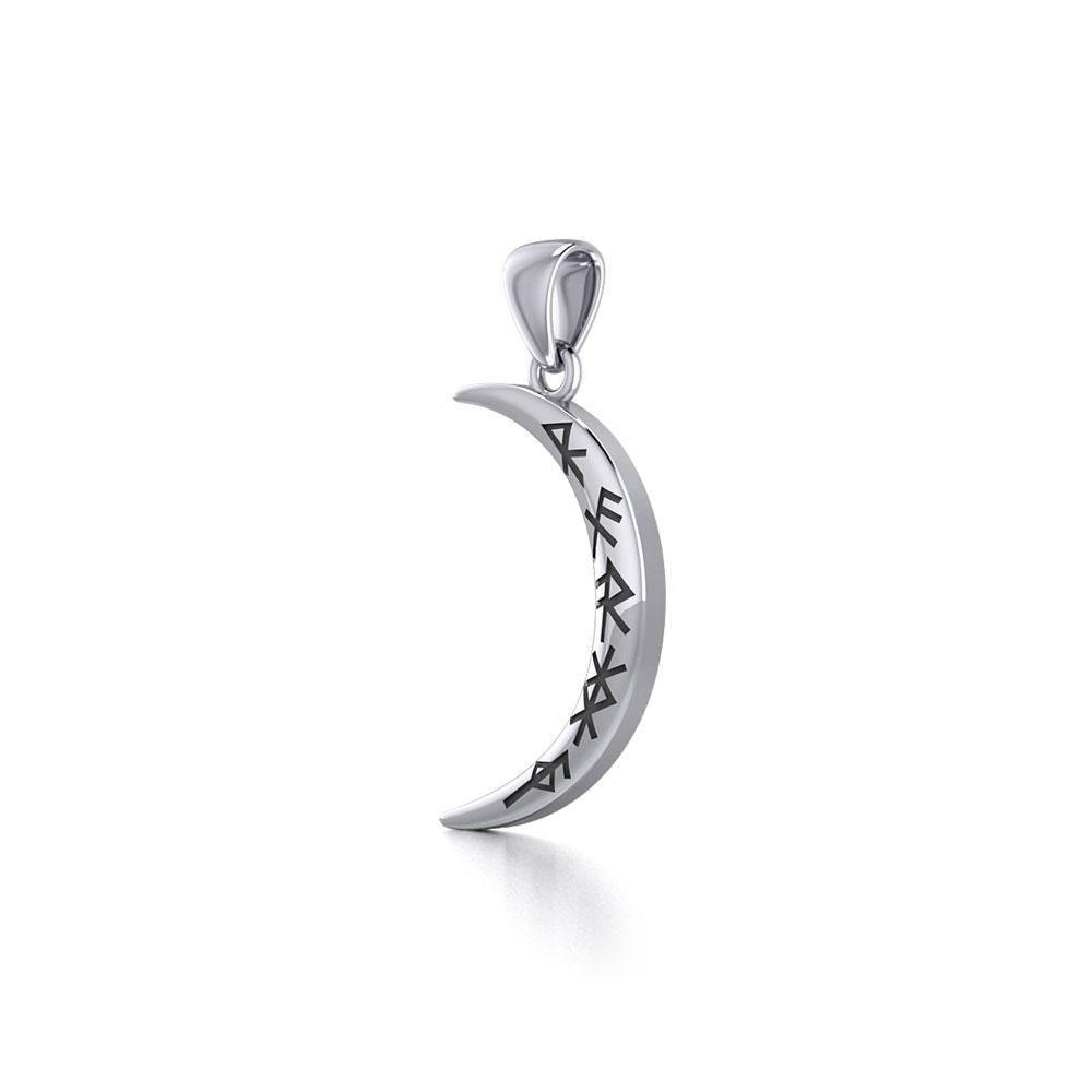 Crescent Moon with Meaningful Bind Runes Small Pendant TPD5832