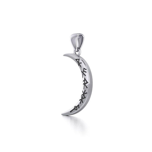Crescent Moon with Meaningful Bind Runes Small Pendant TPD5832