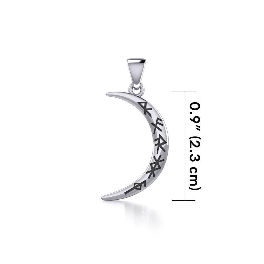 Crescent Moon with Meaningful Bind Runes Small Pendant TPD5832
