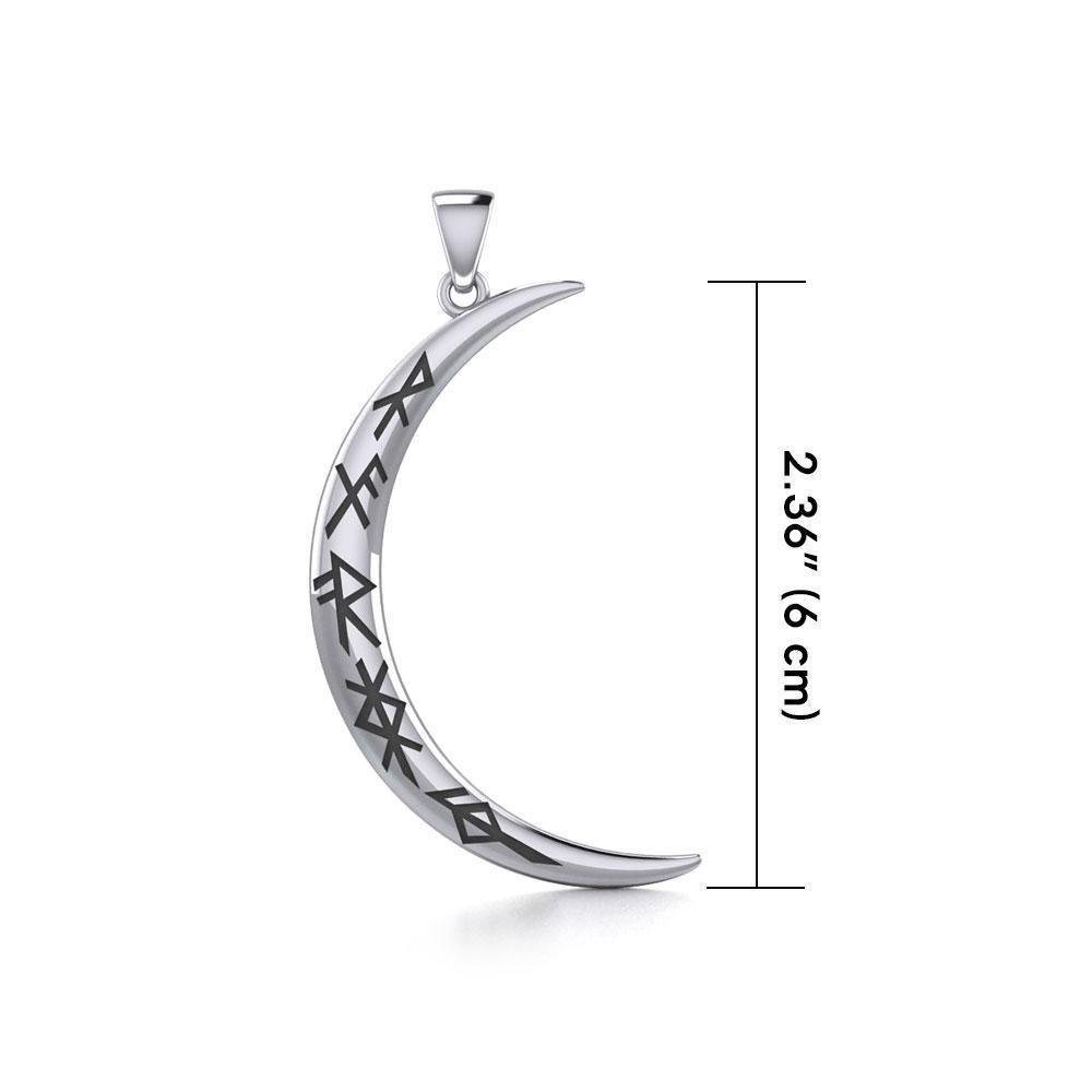 Crescent Moon with Meaningful Bind Runes Large Pendant TPD5833