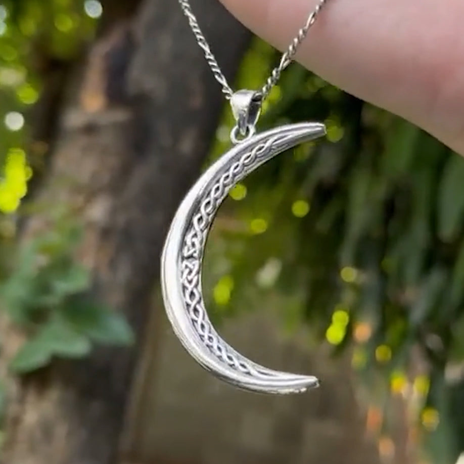 Crescent Moon with Celtic Design Large Pendant TPD5835
