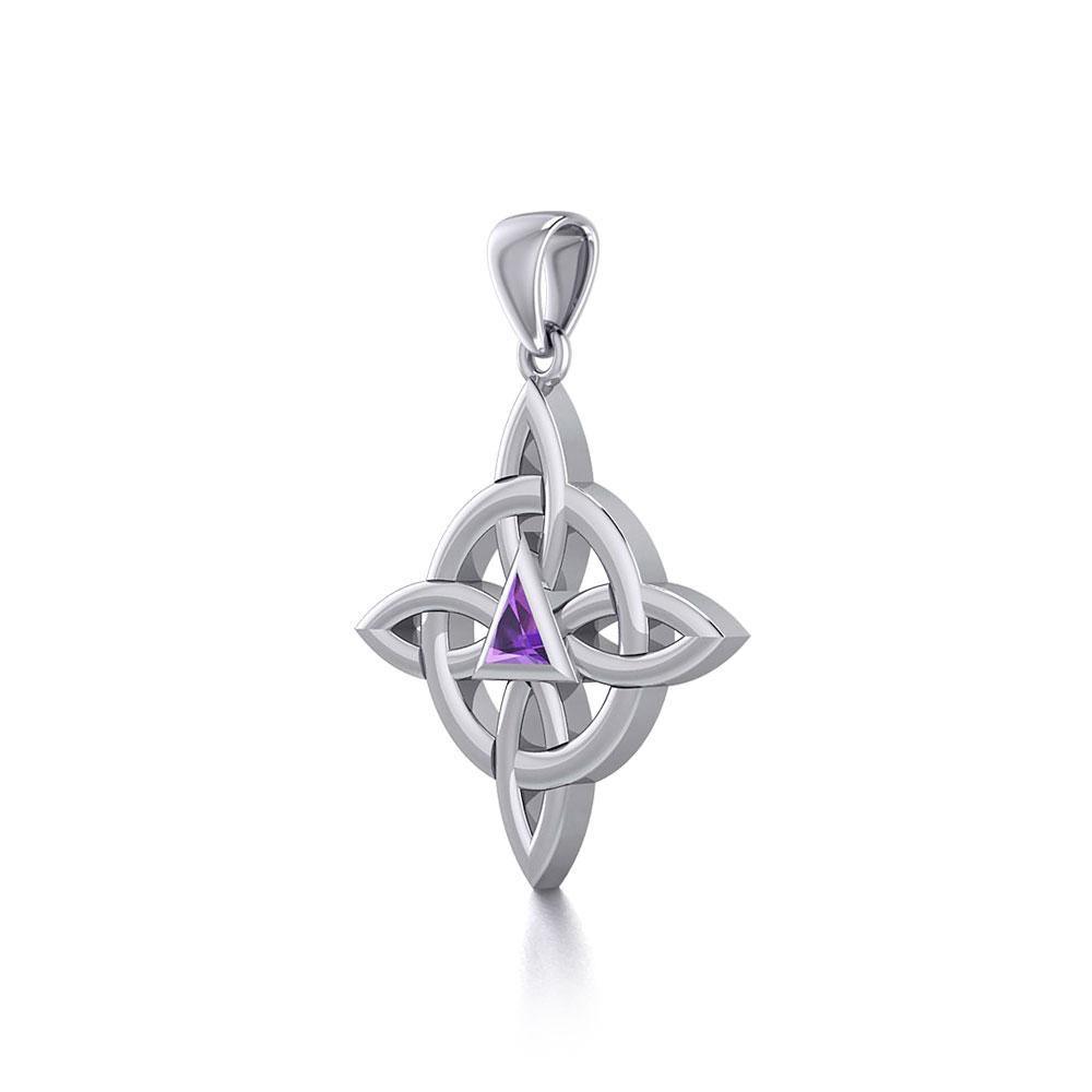 Celtic Four Point Knot Recovery Pendant with Gemstone TPD5841