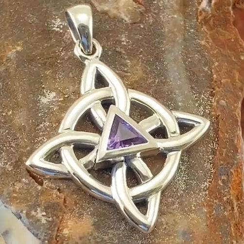 Celtic Four Point Knot Recovery Pendant with Gemstone TPD5841