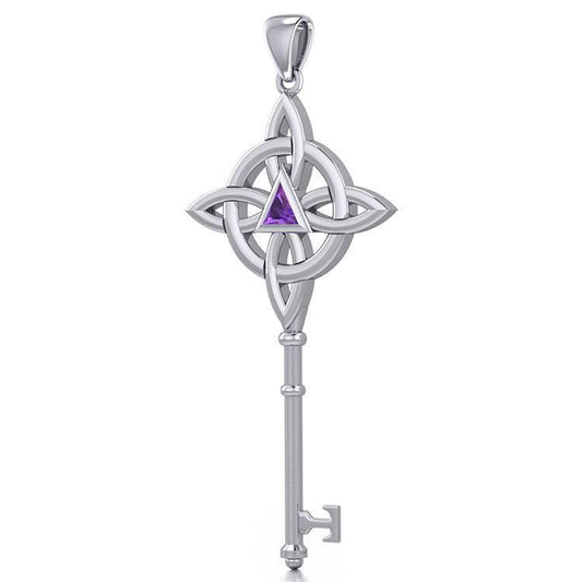 Celtic Recovery Spiritual Key Pendant with Gemstone TPD5845