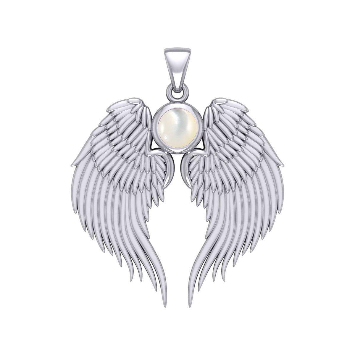 Guardian Angel Wings Silver Pendant with Birthstone TPD5866
