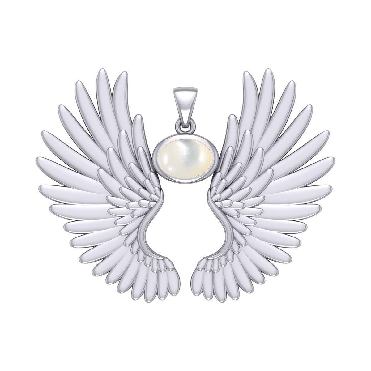 Guardian Angel Wings Silver Pendant with Birthstone TPD5867