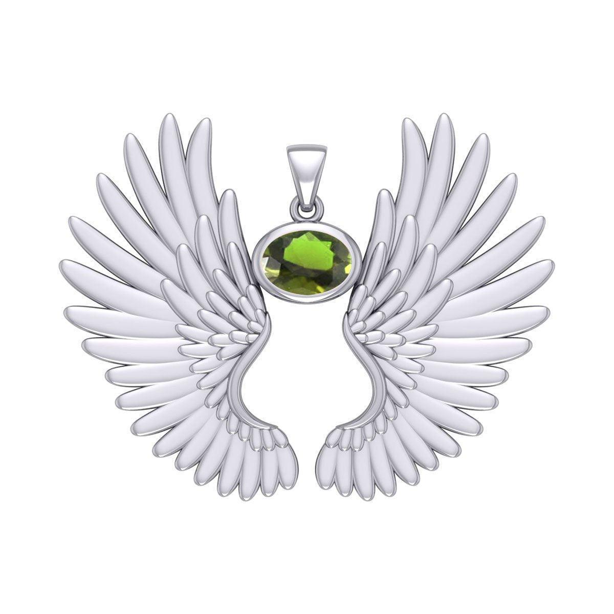 Guardian Angel Wings Silver Pendant with Birthstone TPD5867