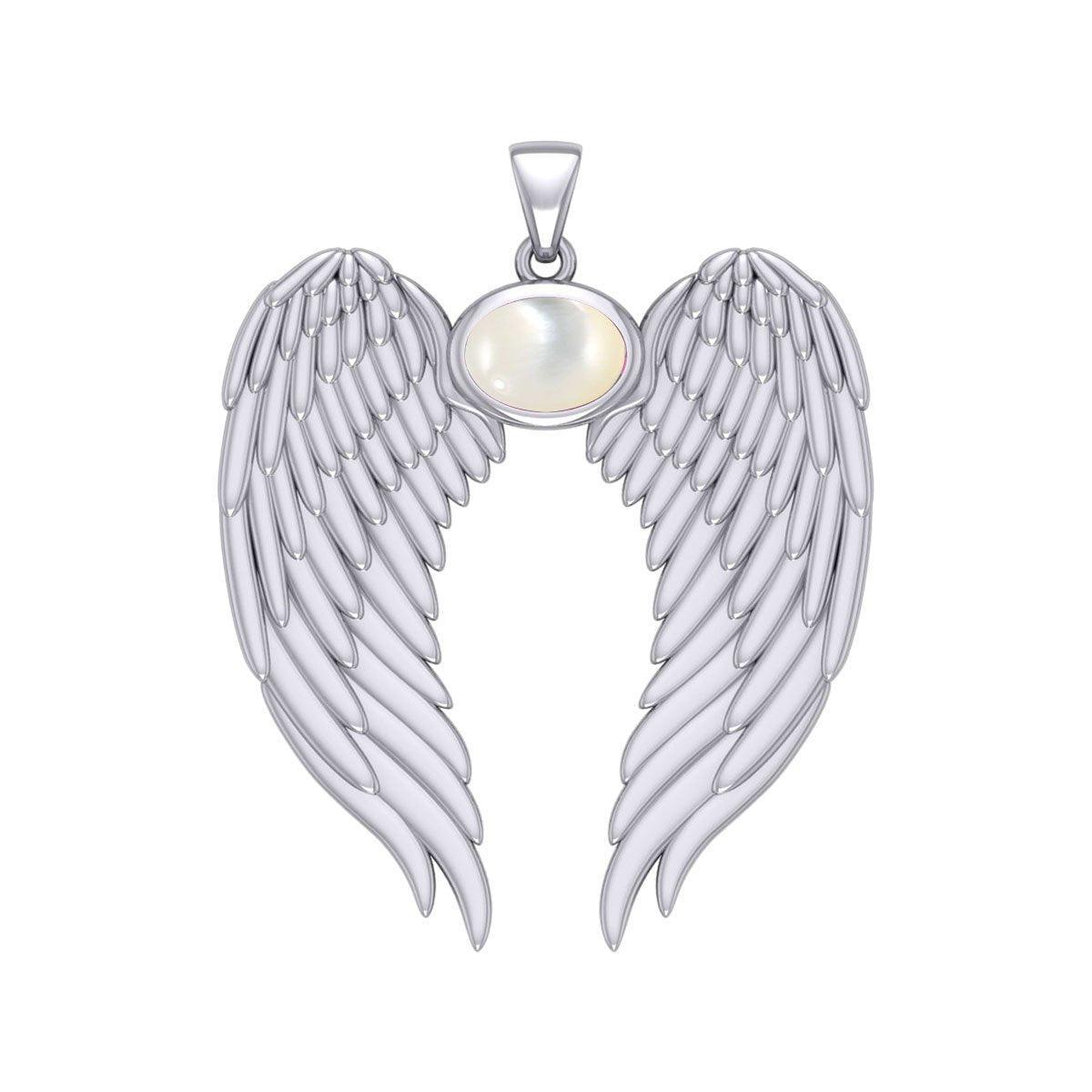 Guardian Angel Wings Silver Pendant with Birthstone TPD5868