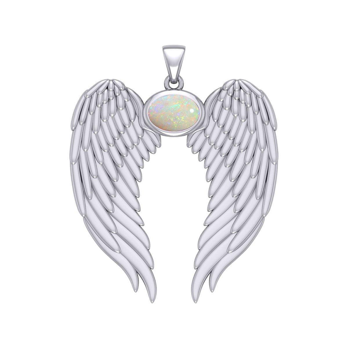 Guardian Angel Wings Silver Pendant with Birthstone TPD5868