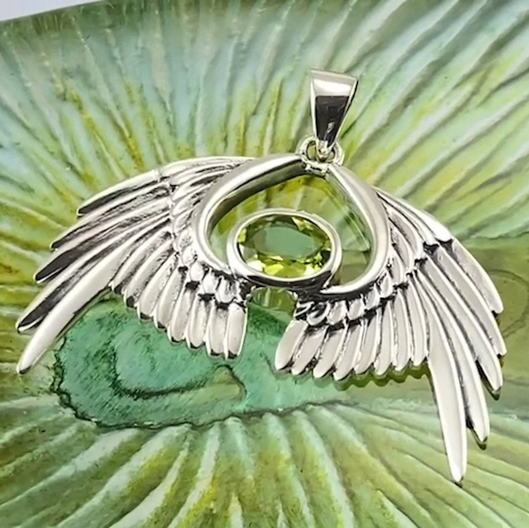 Guardian Angel Wings Silver Pendant with Birthstone TPD5870