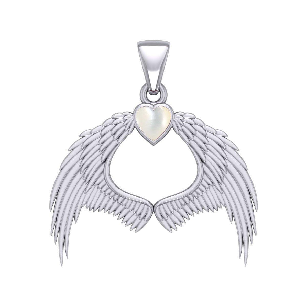 Guardian Angel Wings Silver Pendant with Birthstone TPD5871