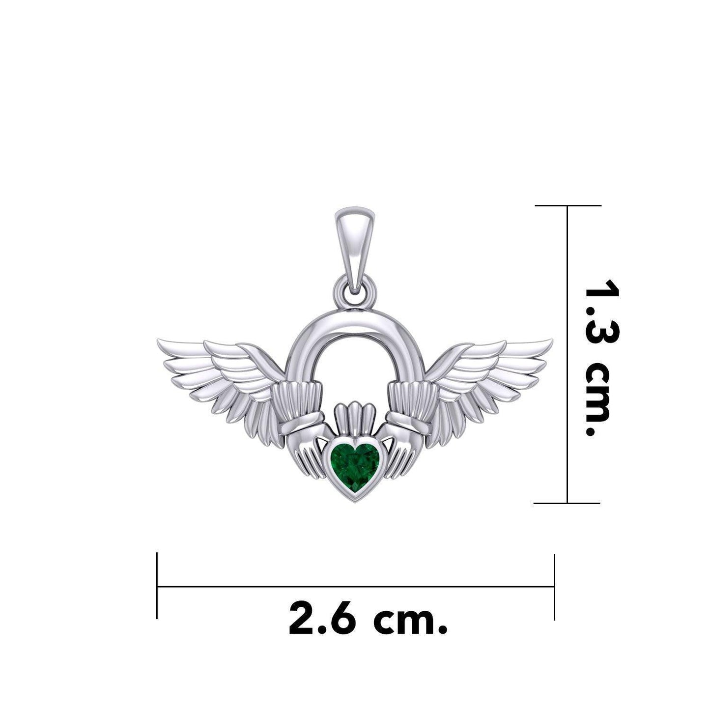 Irish Claddagh with Angel Wing Sterling Silver Pendant TPD5875
