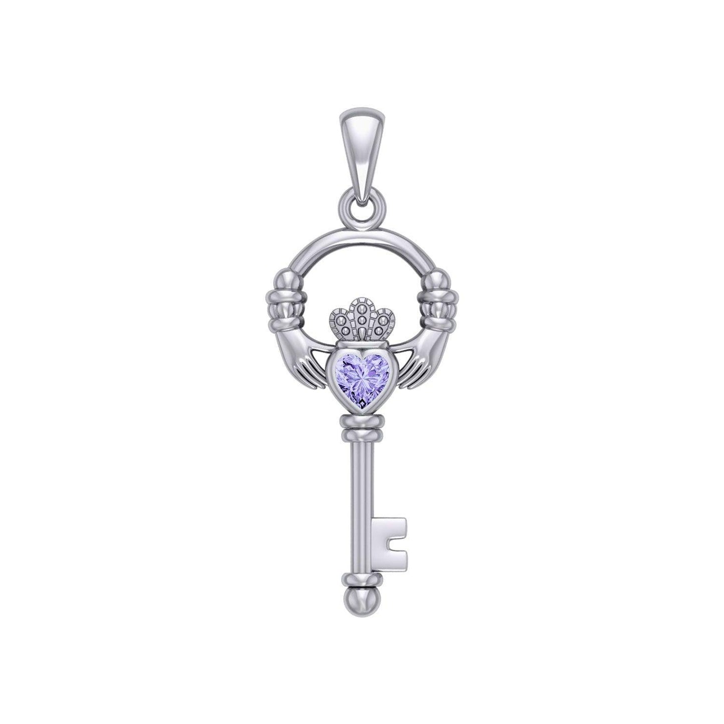 Irish Claddagh Mini Spiritual Key Silver Pendant TPD5878