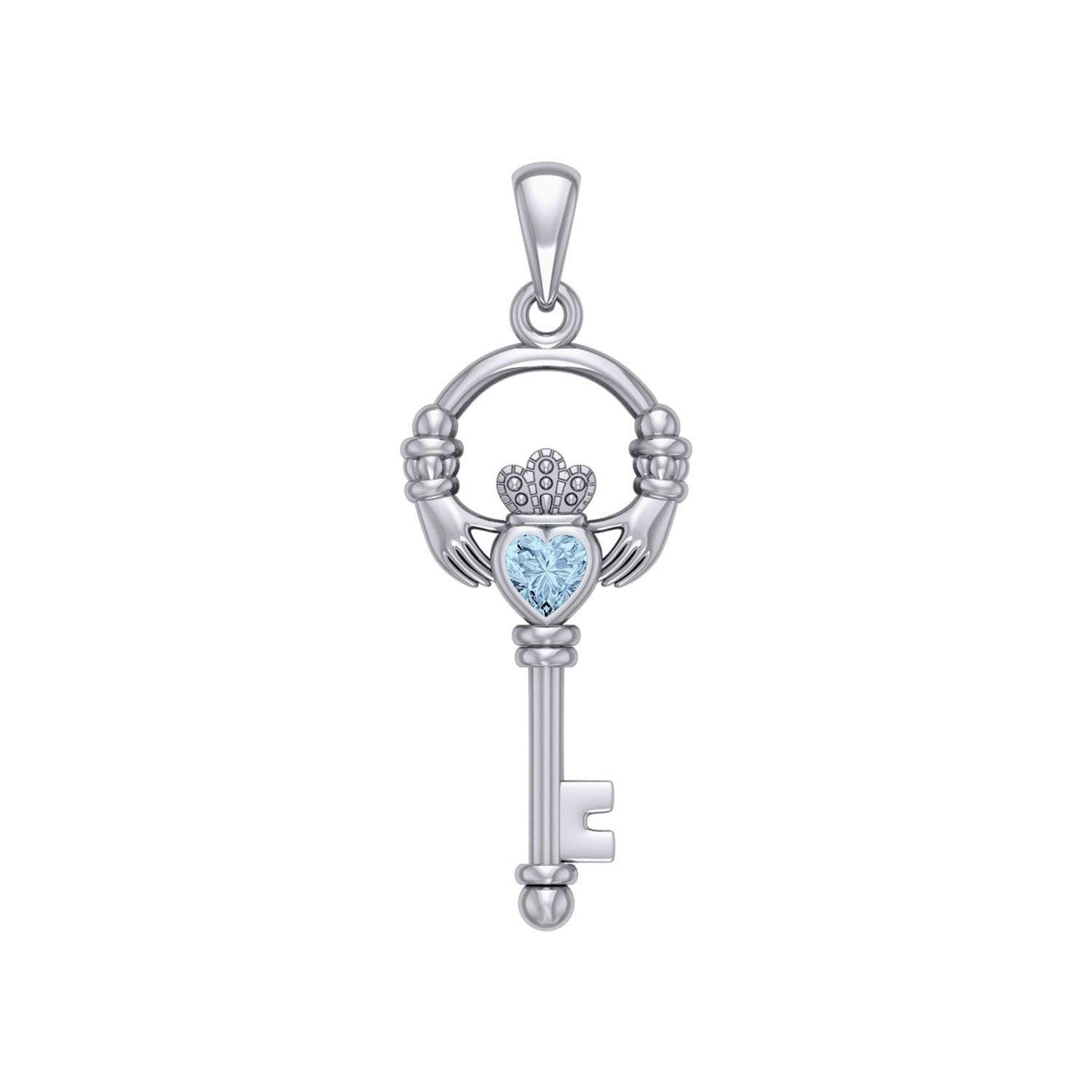 Irish Claddagh Mini Spiritual Key Silver Pendant TPD5878