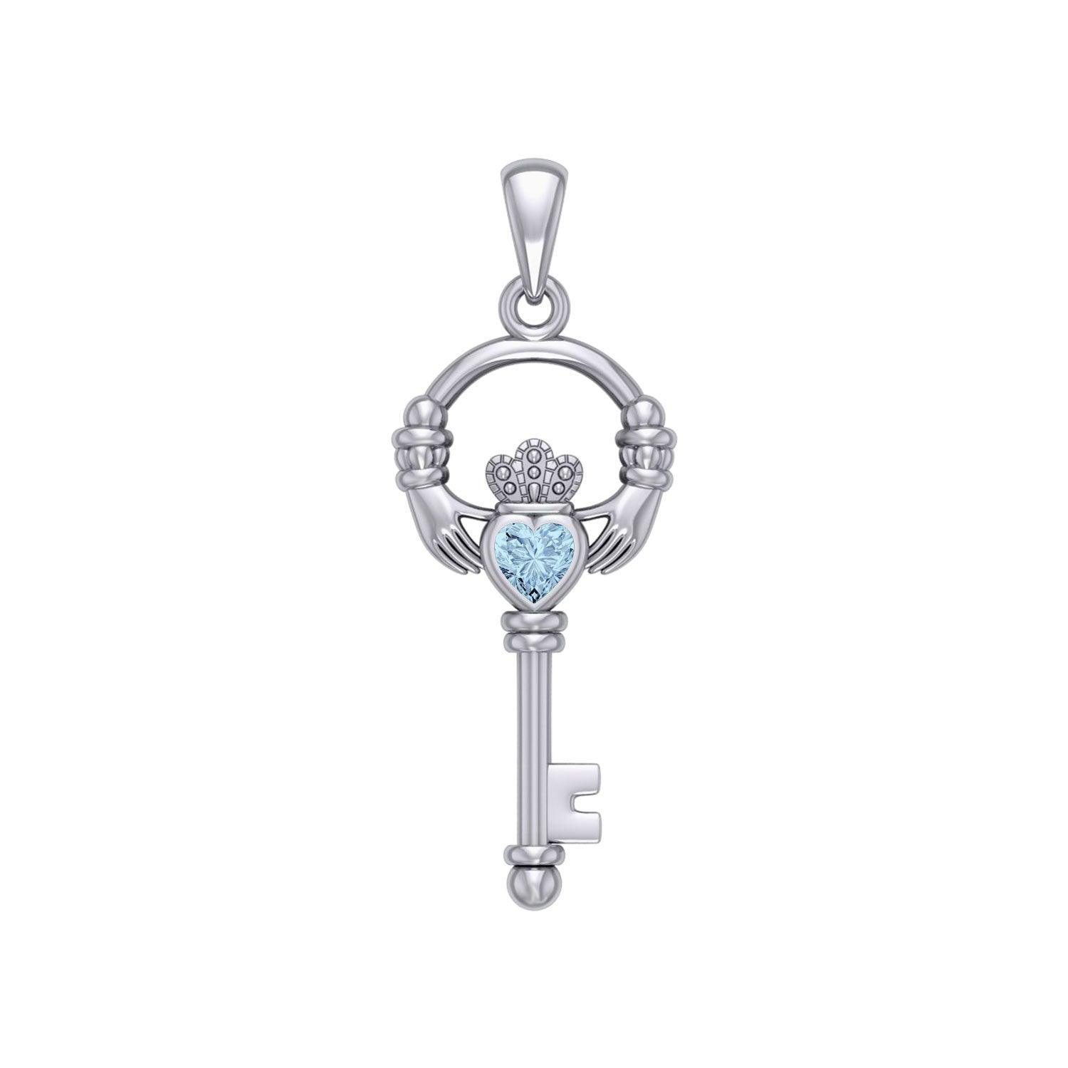Irish Claddagh Mini Spiritual Key Silver Pendant TPD5878