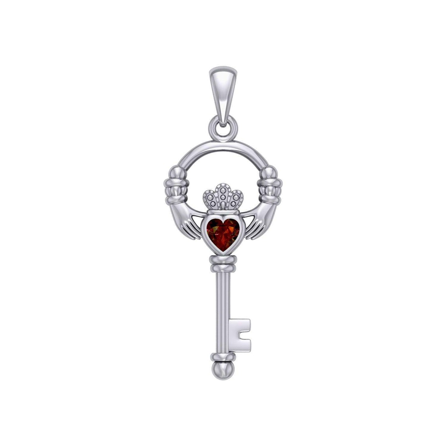 Irish Claddagh Mini Spiritual Key Sterling Silver Pendant TPD5878