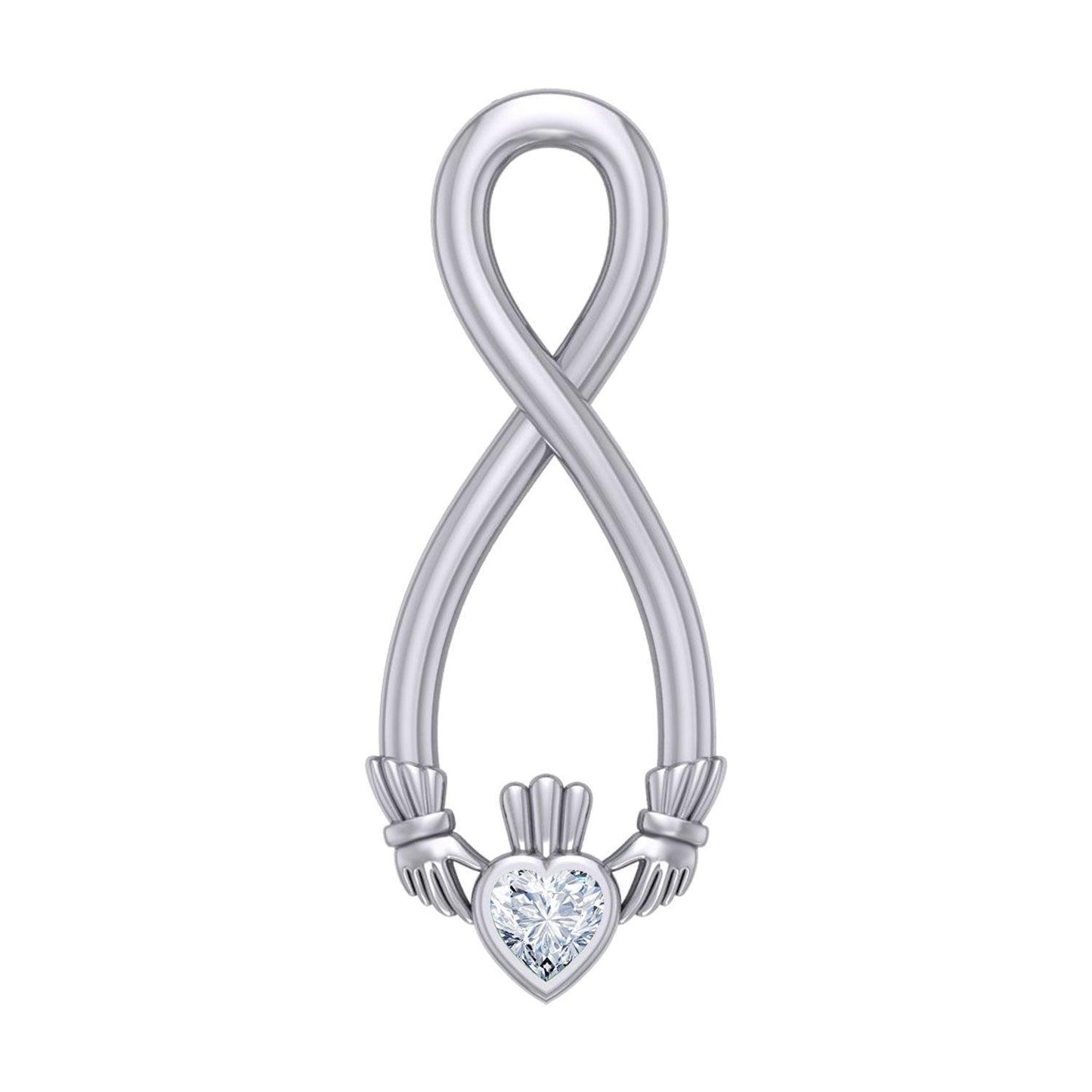 Irish Claddagh Infinity Silver Pendant TPD5879