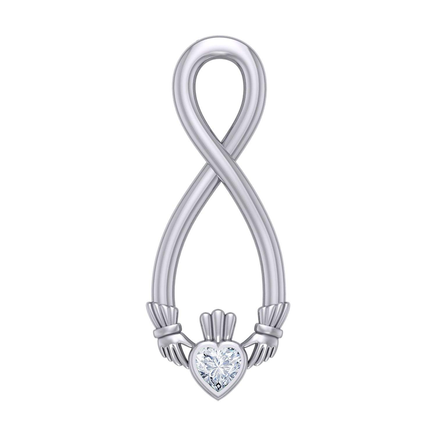 Irish Claddagh Infinity Silver Pendant TPD5879