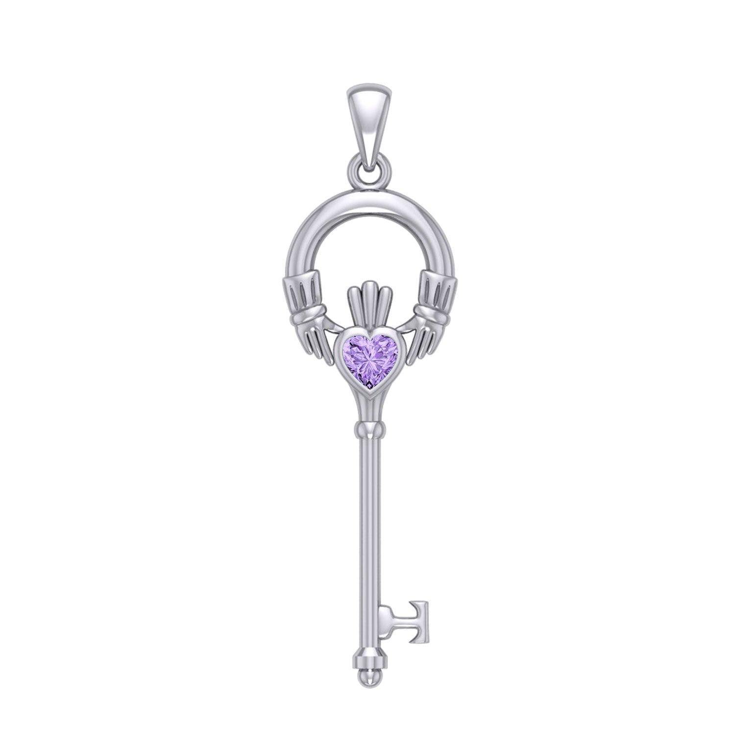 Irish Claddagh Spiritual Key Silver Pendant TPD5903
