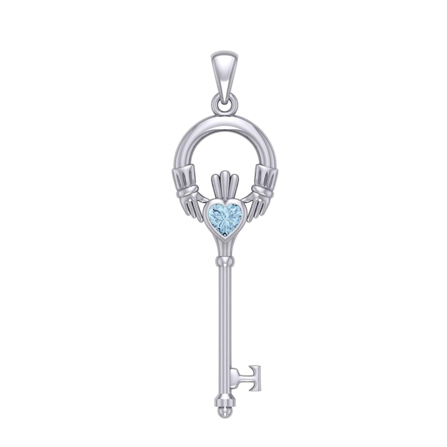 Irish Claddagh Spiritual Key Silver Pendant TPD5903