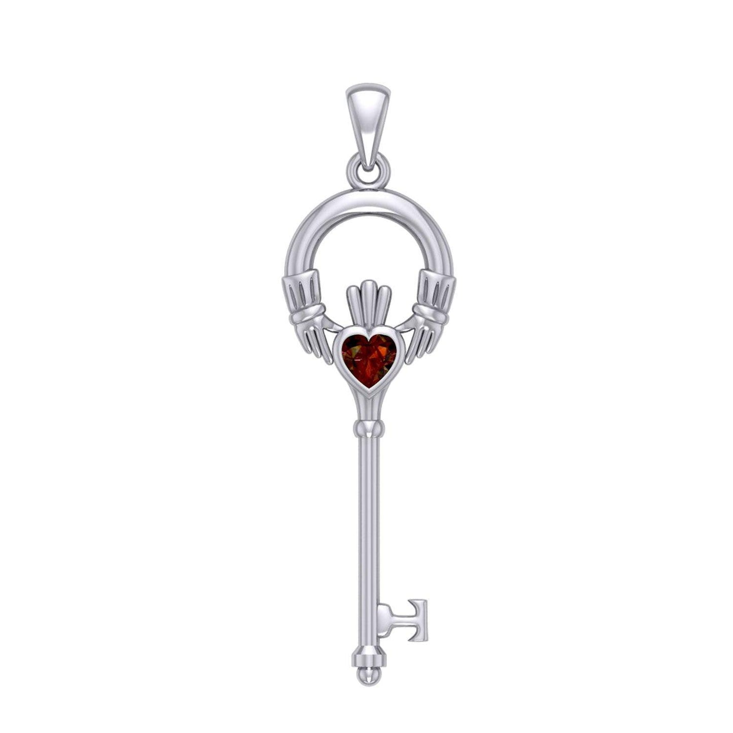 Irish Claddagh Spiritual Key Silver Pendant TPD5903