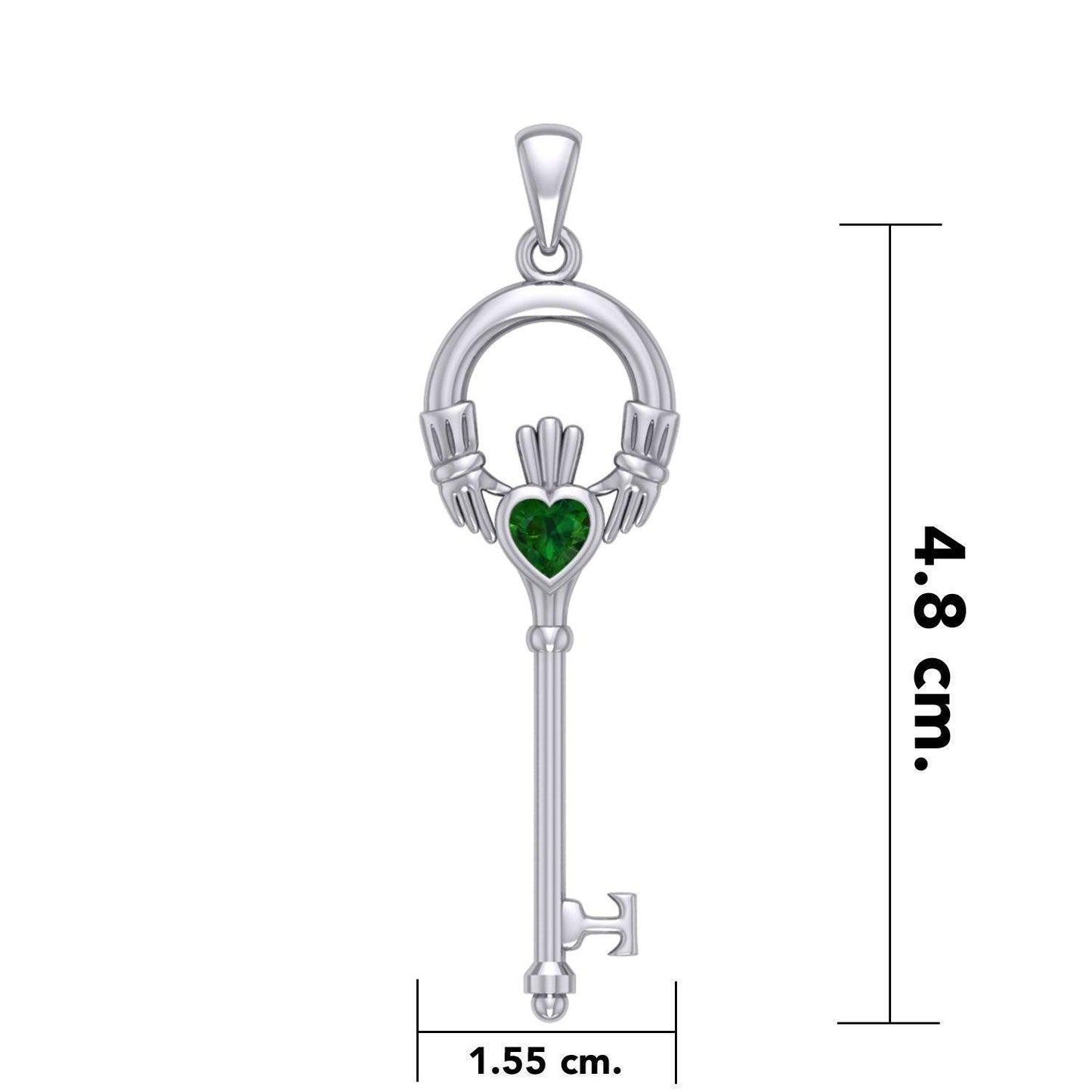Irish Claddagh Spiritual Key Silver Pendant TPD5903