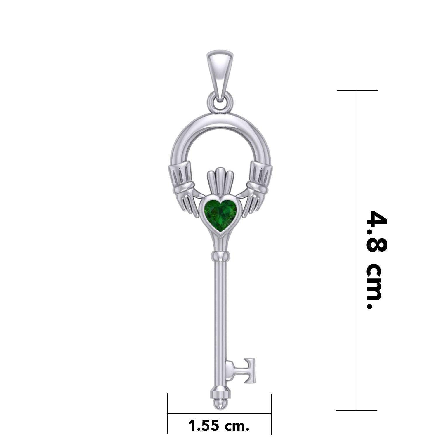Irish Claddagh Spiritual Key Silver Pendant TPD5903