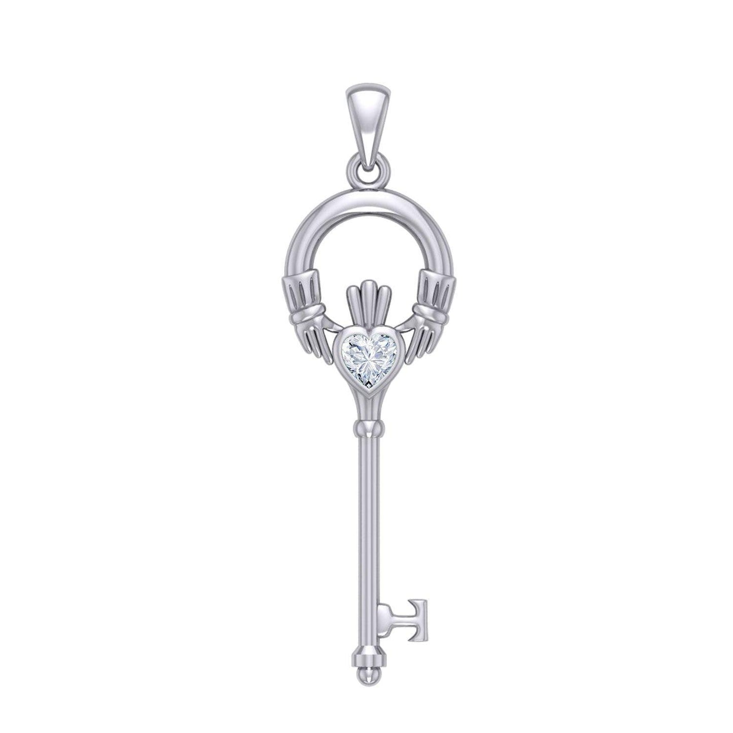 Irish Claddagh Spiritual Key Silver Pendant TPD5903