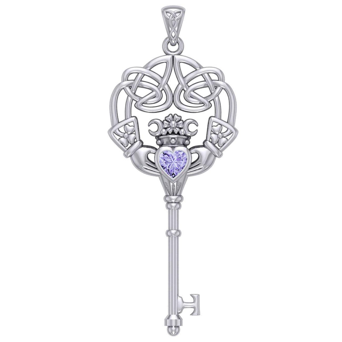 Irish Celtic Claddagh Spiritual Key Silver Pendant TPD5904