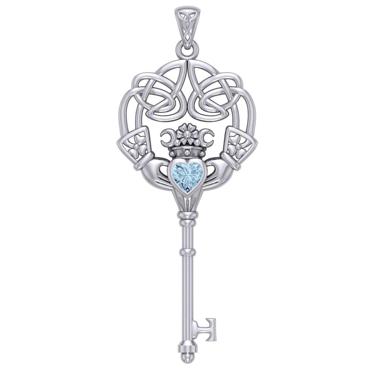 Irish Celtic Claddagh Spiritual Key Silver Pendant TPD5904
