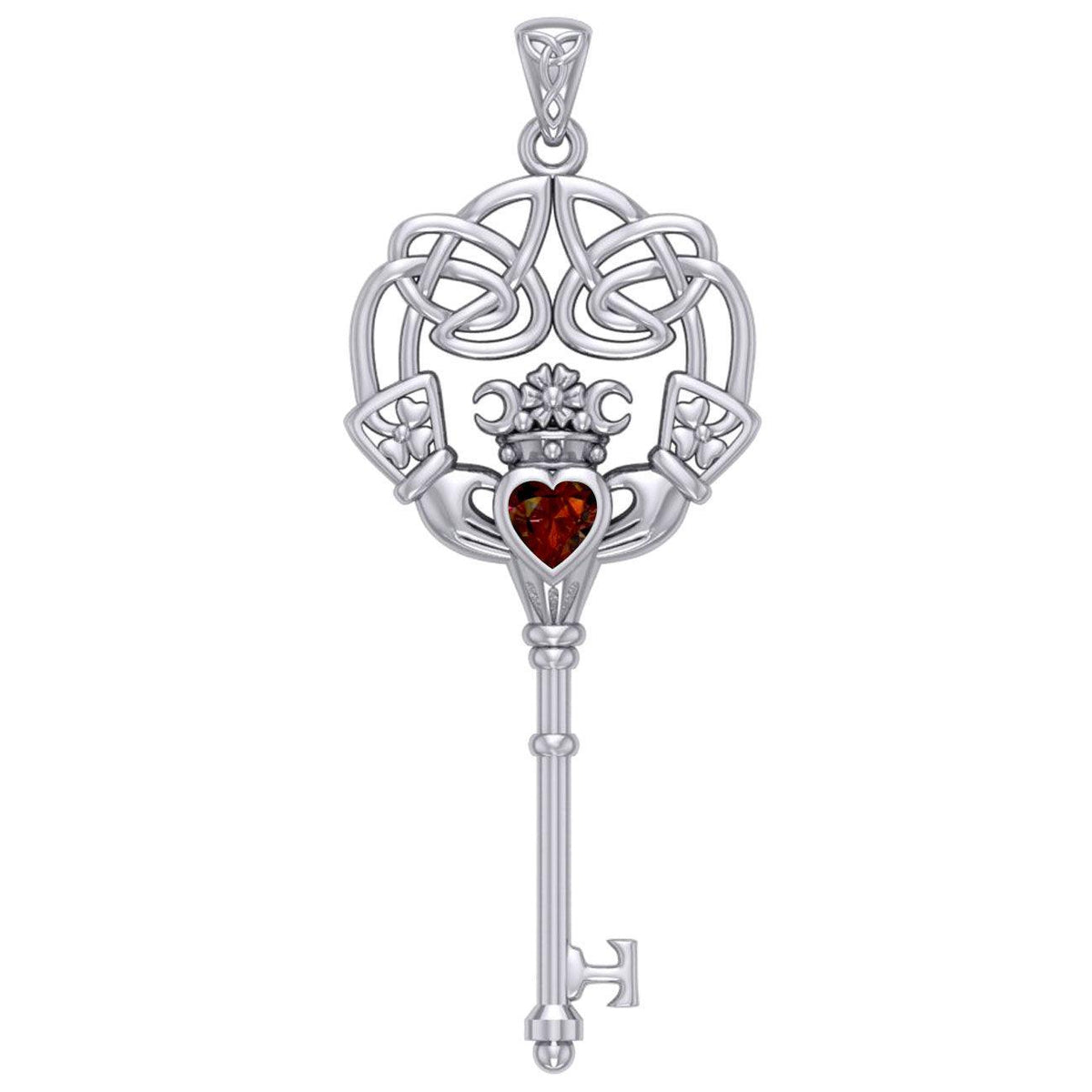 Irish Celtic Claddagh Spiritual Key Silver Pendant TPD5904
