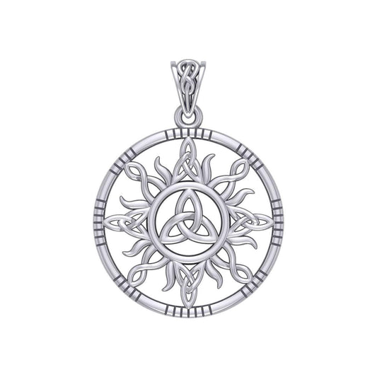 The Sun and Celtic Trinity Knot Silver Pendant TPD5924