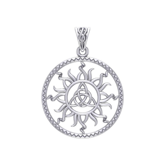 The Sun and Celtic Triquetra Silver Pendant TPD5928