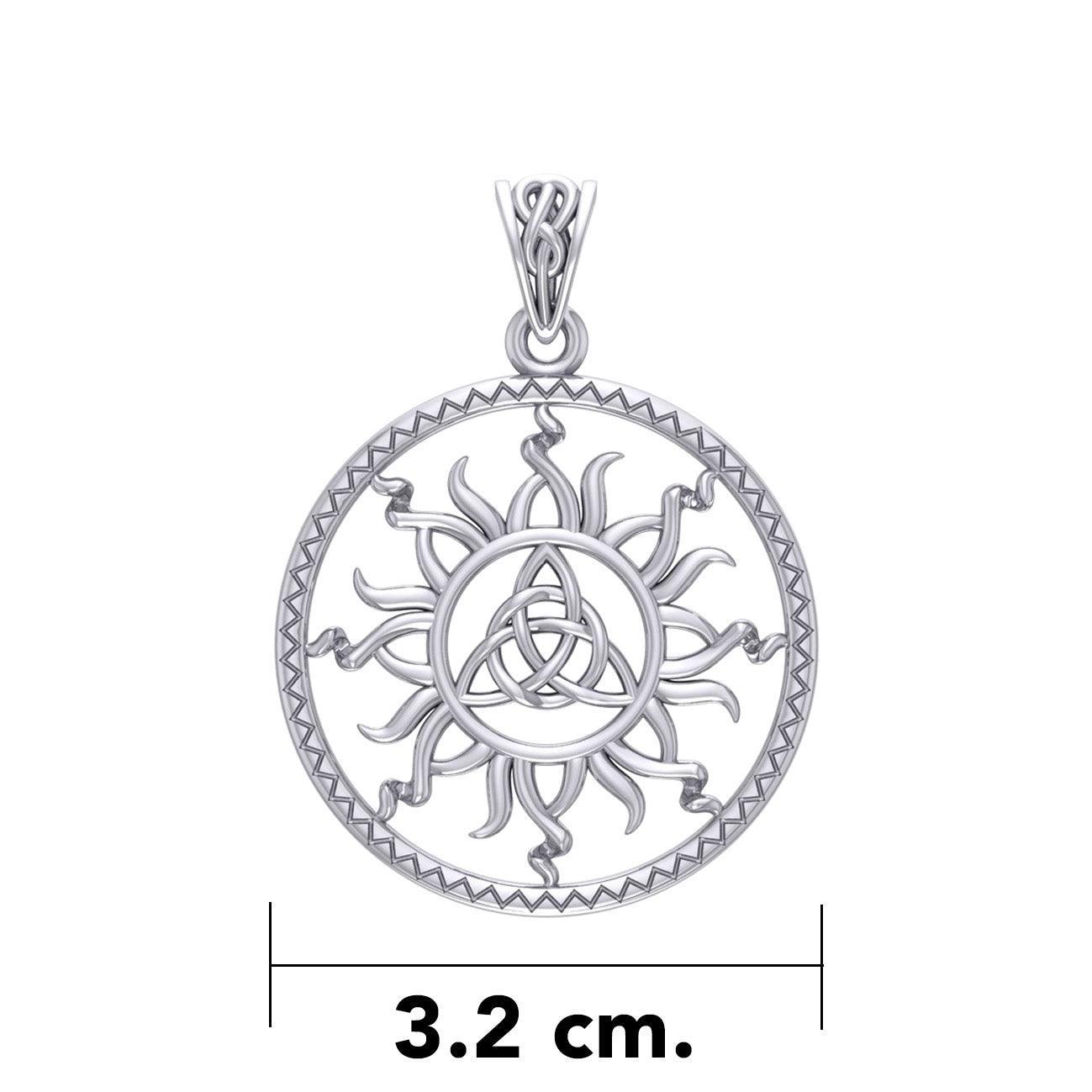 The Sun and Celtic Triquetra Silver Pendant TPD5928