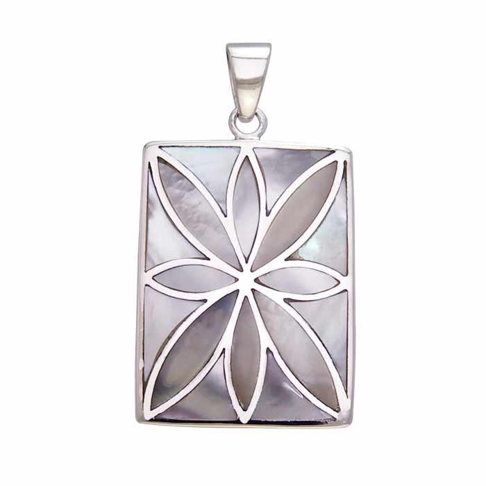 Flower Flat Cabochon Rectangle Pendant TPD593