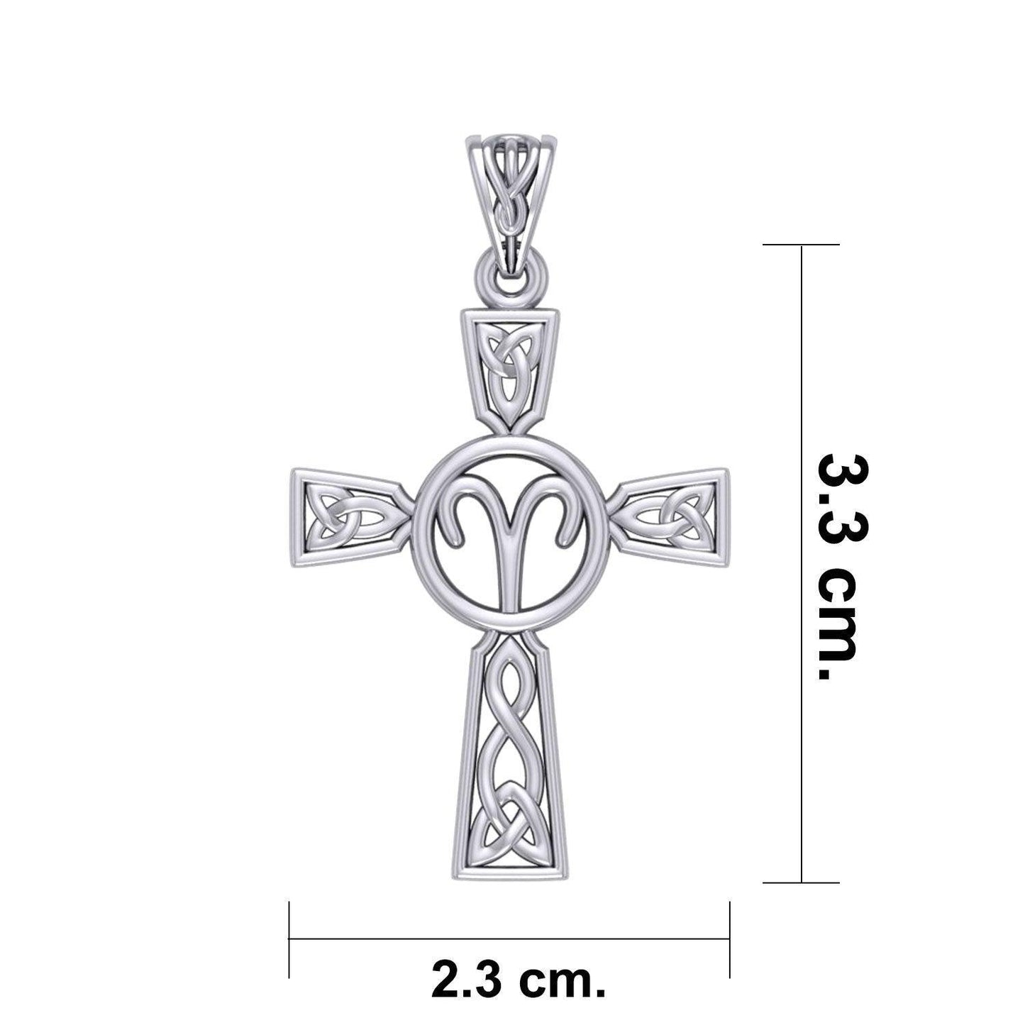 Celtic Cross Aries Astrology Zodiac Sign Silver Pendant TPD5948