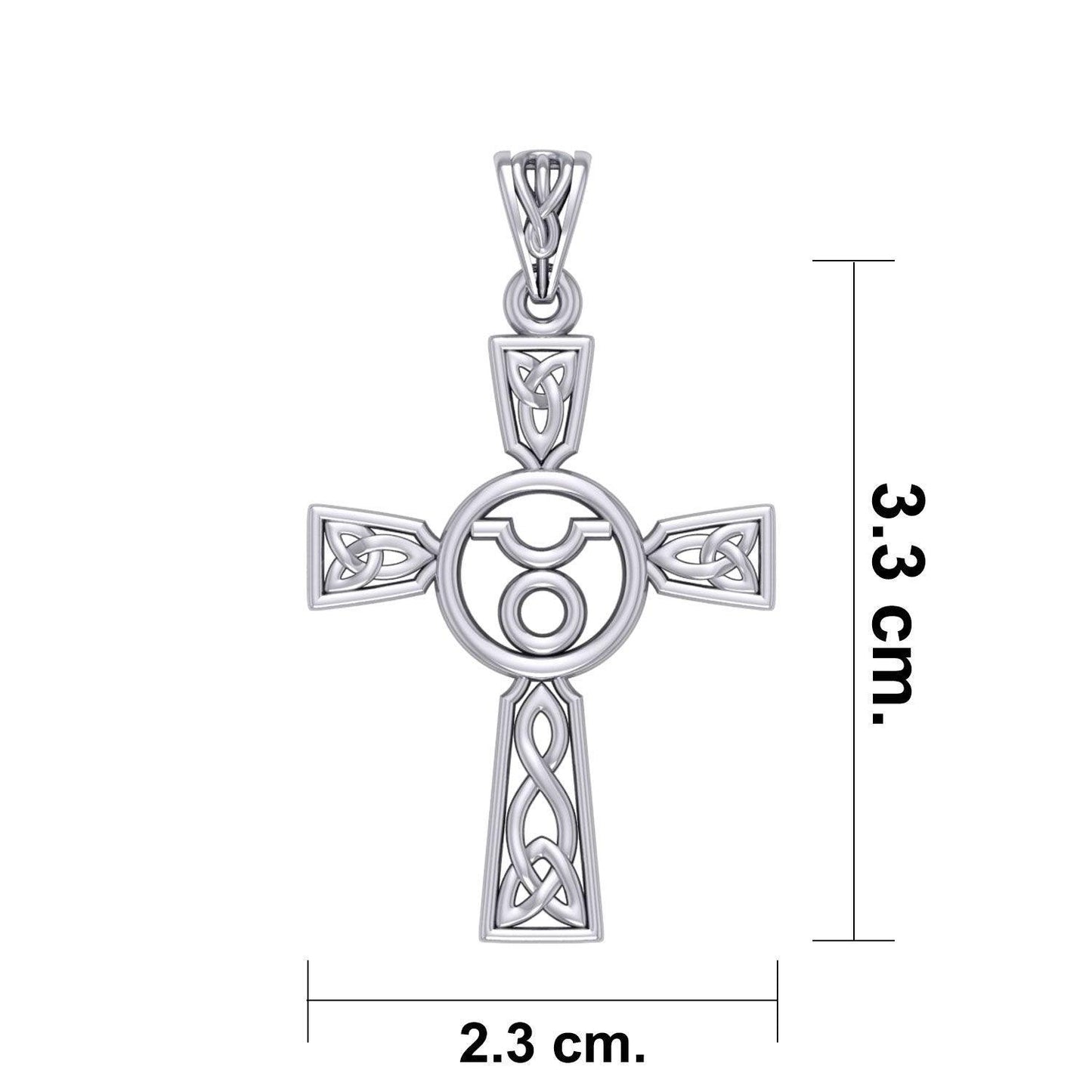 Celtic Cross Taurus Astrology Zodiac Sign Silver Pendant TPD5949