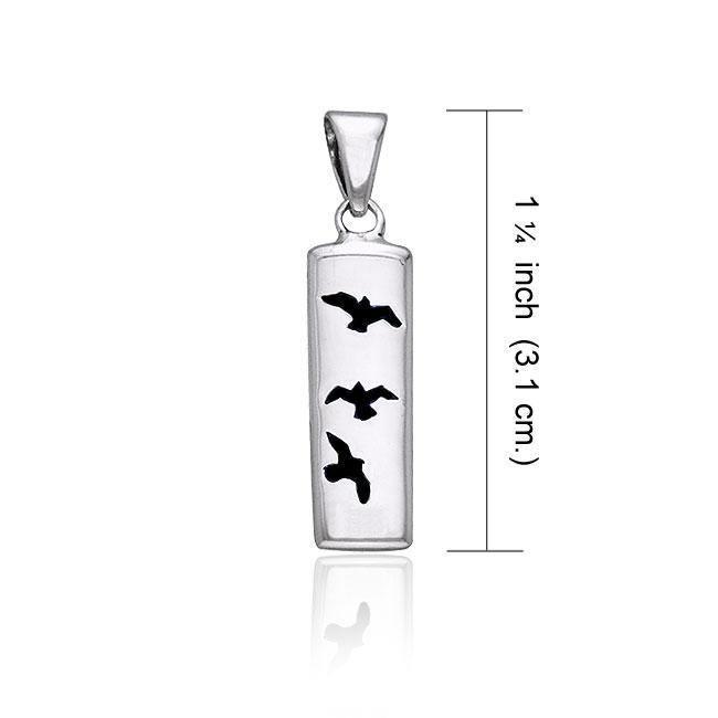 Flying Birds Cylinder Silver Pendant TPD594