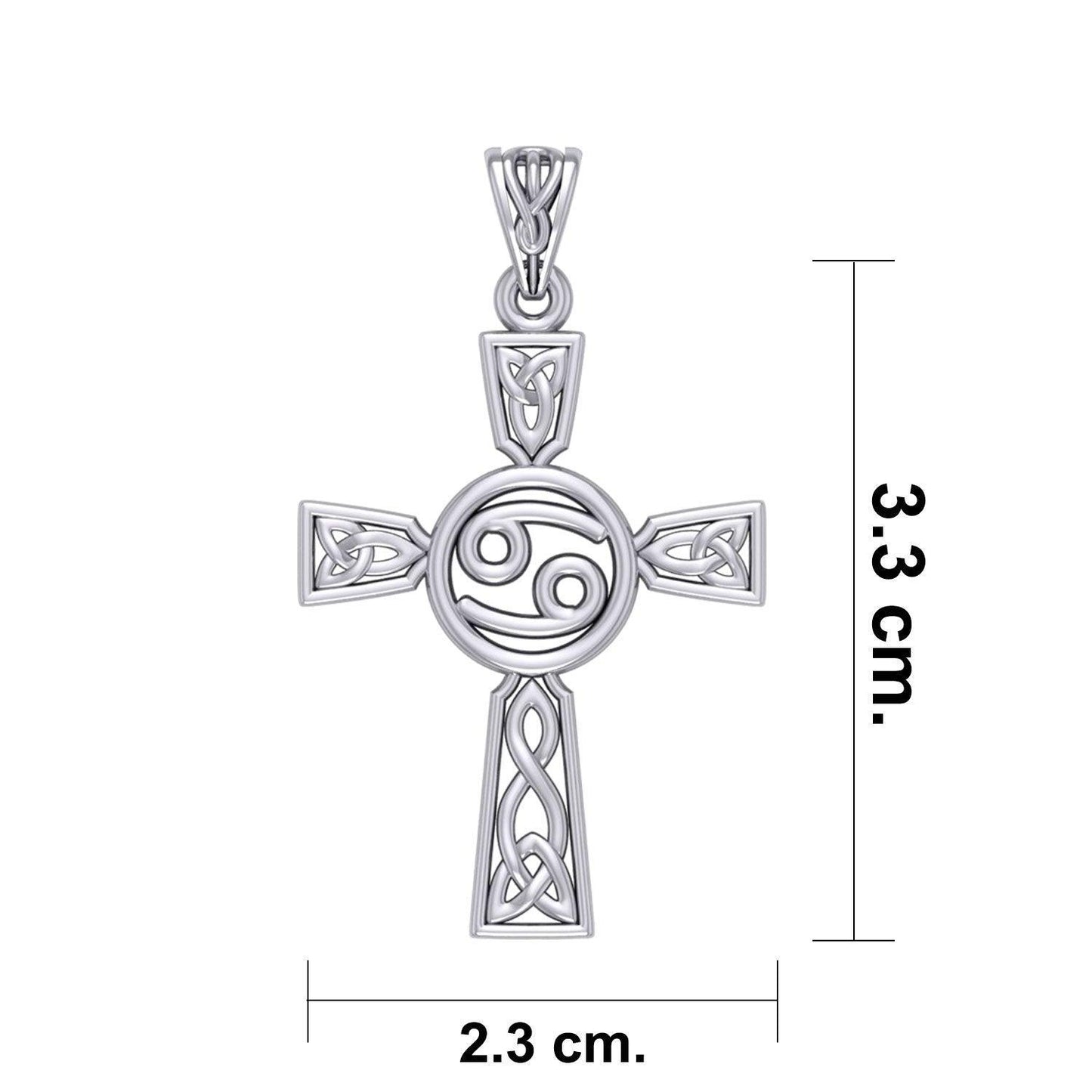 Celtic Cross Cancer Astrology Zodiac Sign Silver Pendant TPD5951
