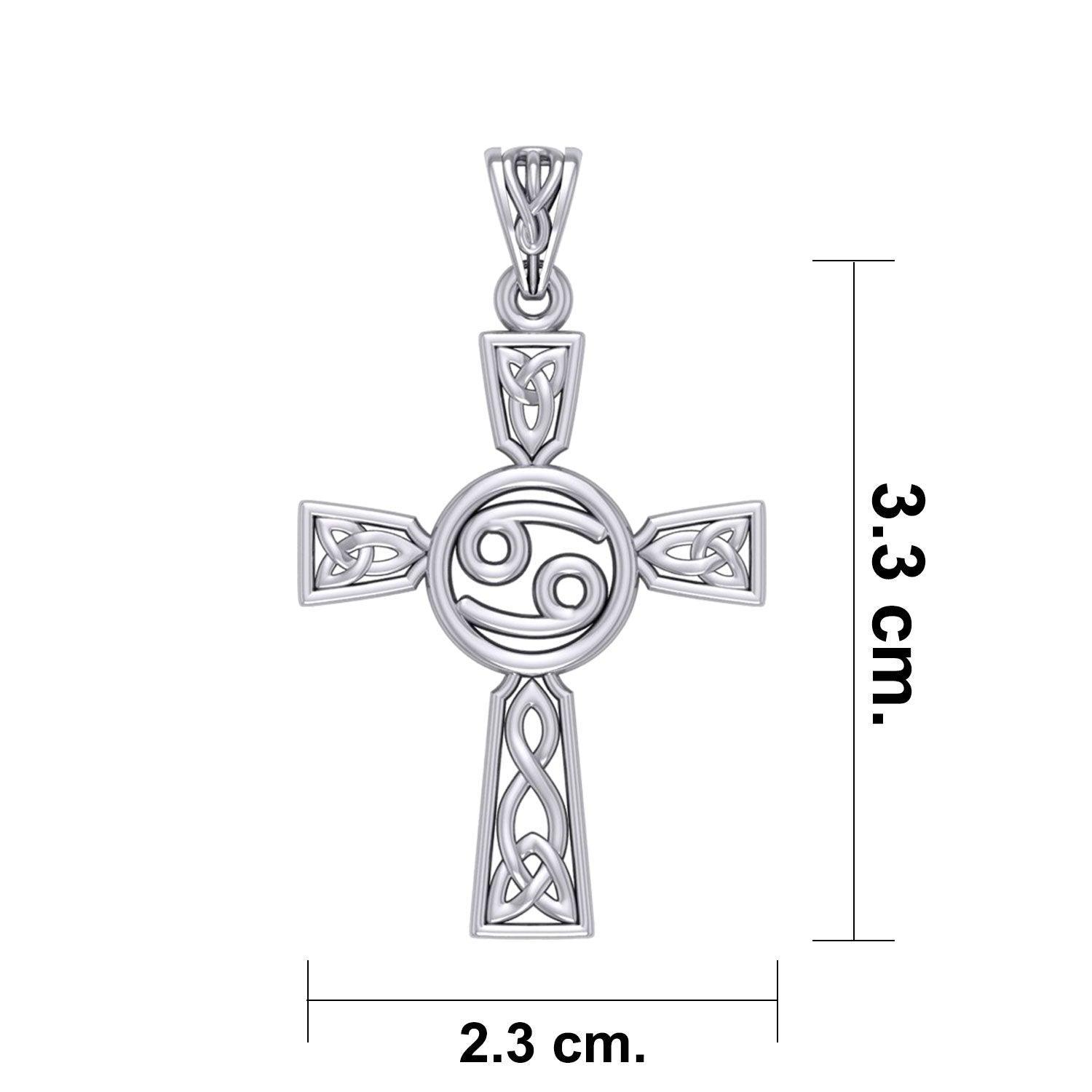 Celtic Cross Cancer Astrology Zodiac Sign Silver Pendant TPD5951