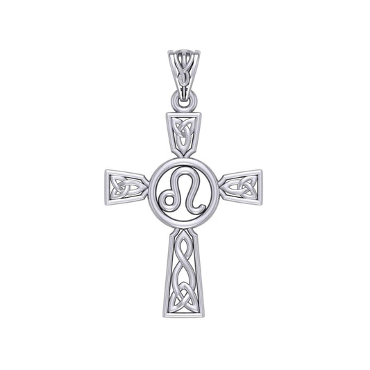 Celtic Cross Leo Astrology Zodiac Sign Silver Pendant TPD5952